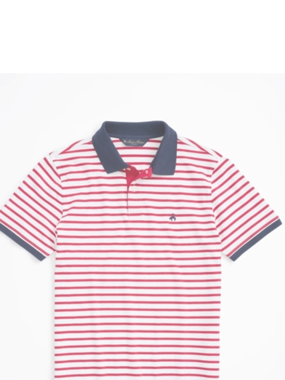 NWT Brooks Brothers White Polo with Red Stripes and Navy blue  Collar M